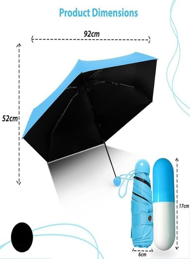 Pamidhar Foldable Mini Cute and Small Capsule Design Umbrella with Capsule Case 5 Folding Compact Pocket Portable & Lightweight Umbrella(Multicolor) (Pack of 1) (Blue) - Image 5